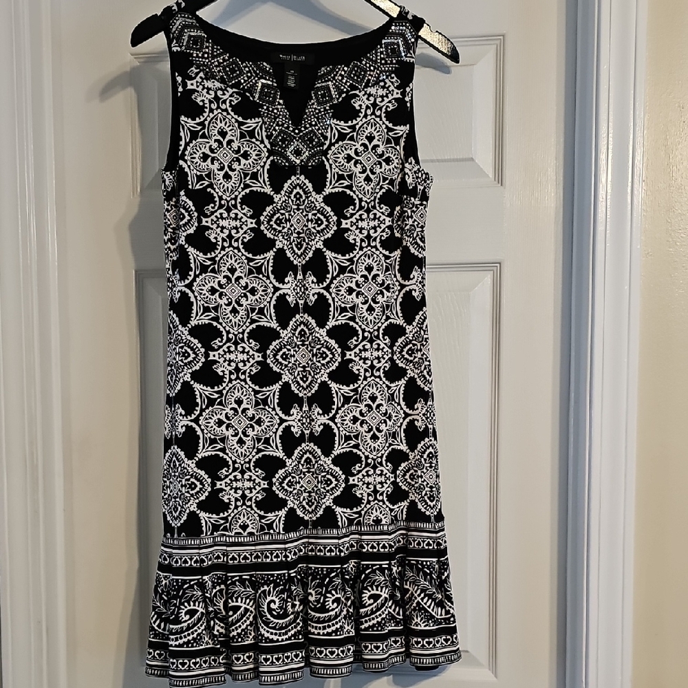 White House Black Market Black and White Patterned Mini Dress